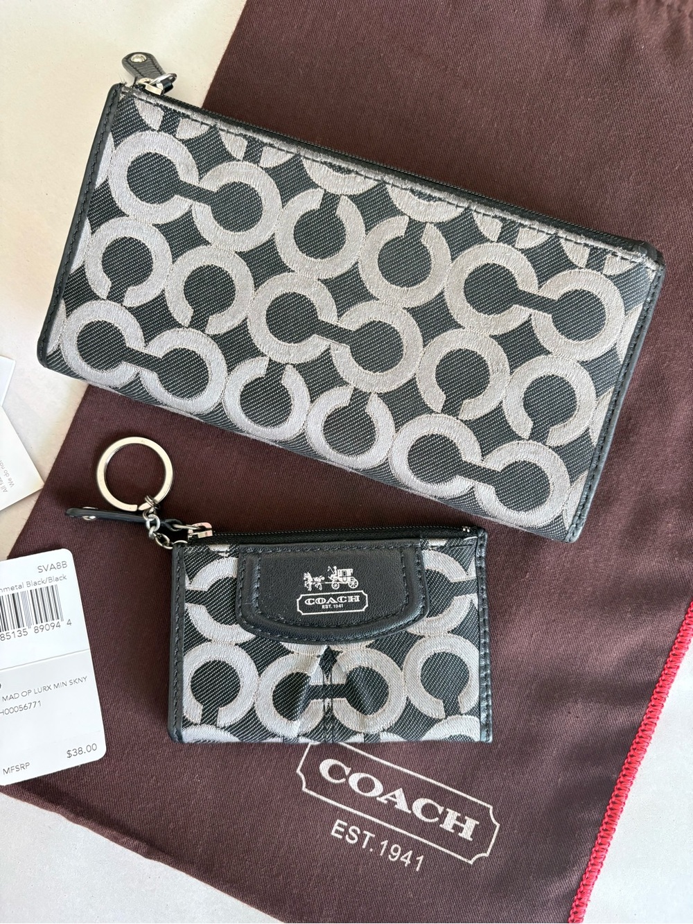 NWT Coach SET Madison Op Art Lurex Checkbook Wallet & Mini Skinny Rare Bundle - Picture 12 of 16